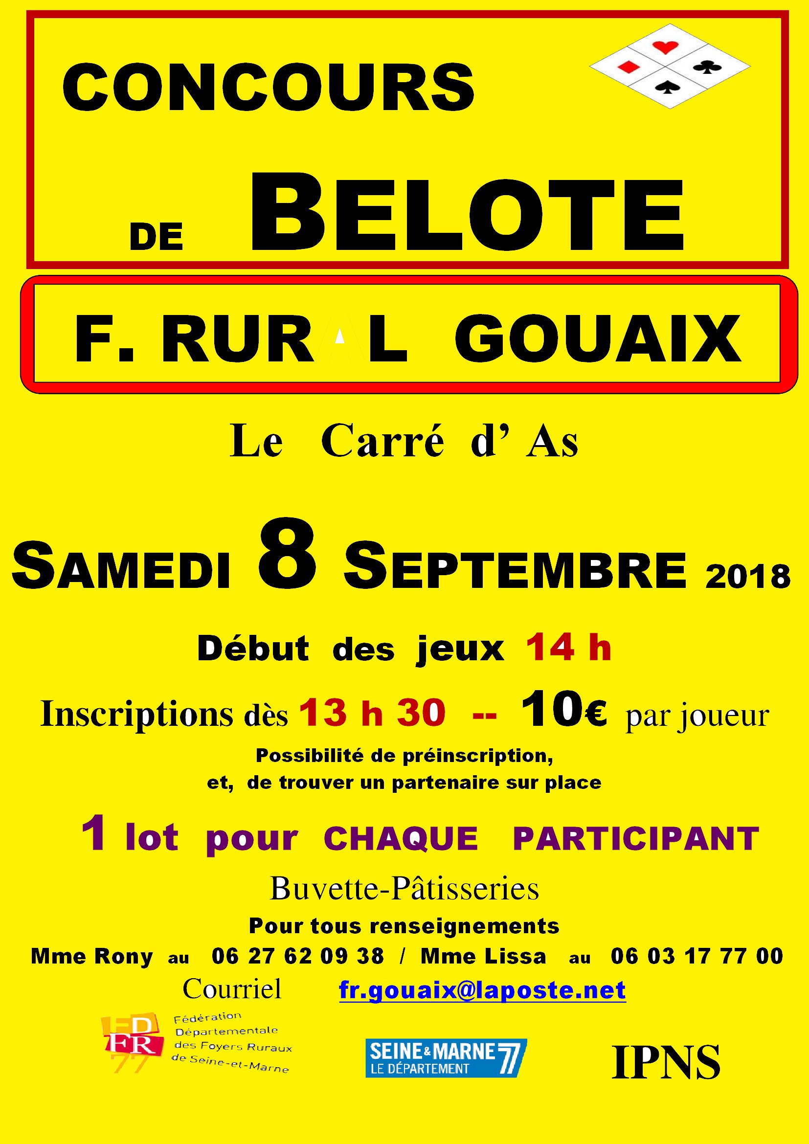 Affiche Concours Belote 8 Septembre 20181 Gouaix 4200